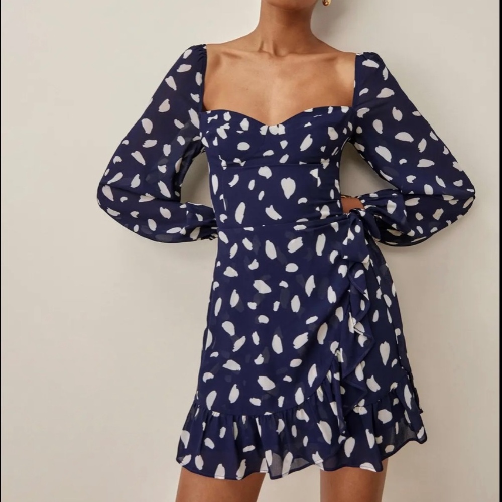 NWT reformation cammi dress in splatter size 0